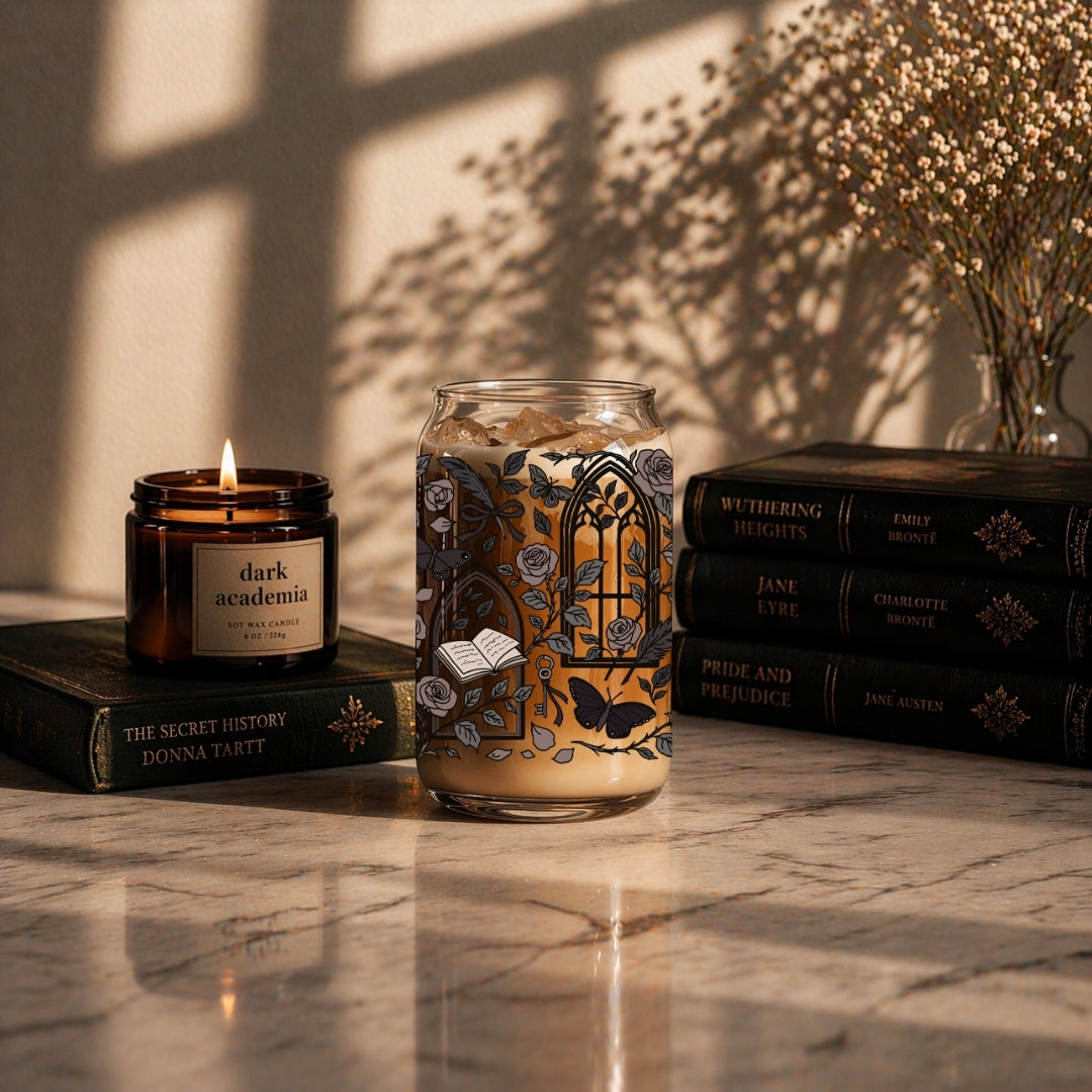 Glass Cup 500 ml - Dark Academia Window