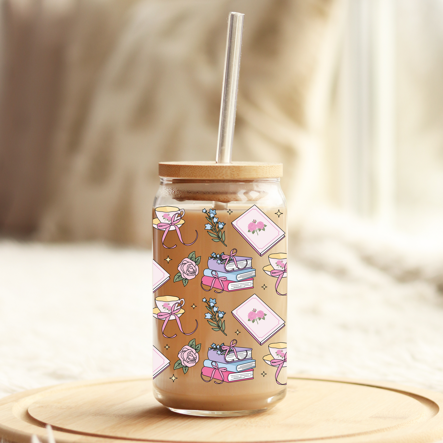 Glass Cup 500 ml - Books & Tea