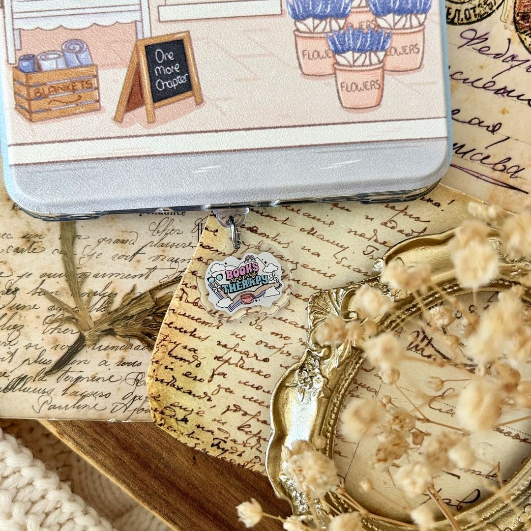 Dust Charm for E-reader/Smartphone - Books Are My Therapy