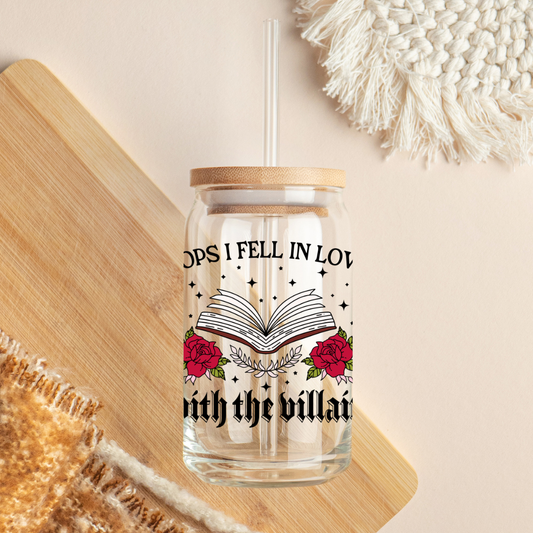 Glass Cup 500 ml - I Feel in Love With The Villain