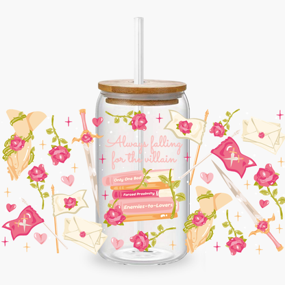 Glass Cup 500 ml - Always Falling For Villain