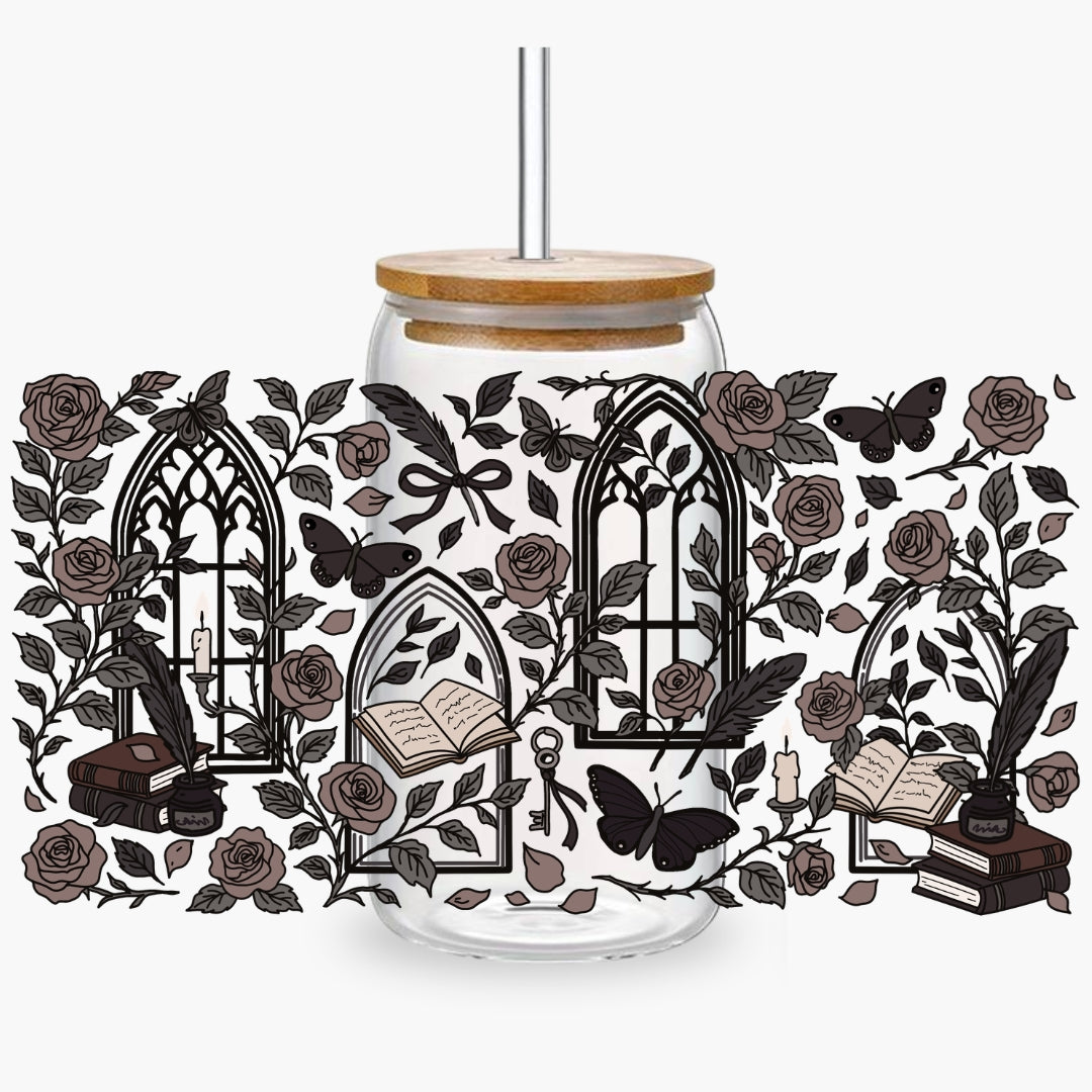 Glass Cup 500 ml - Dark Academia Window