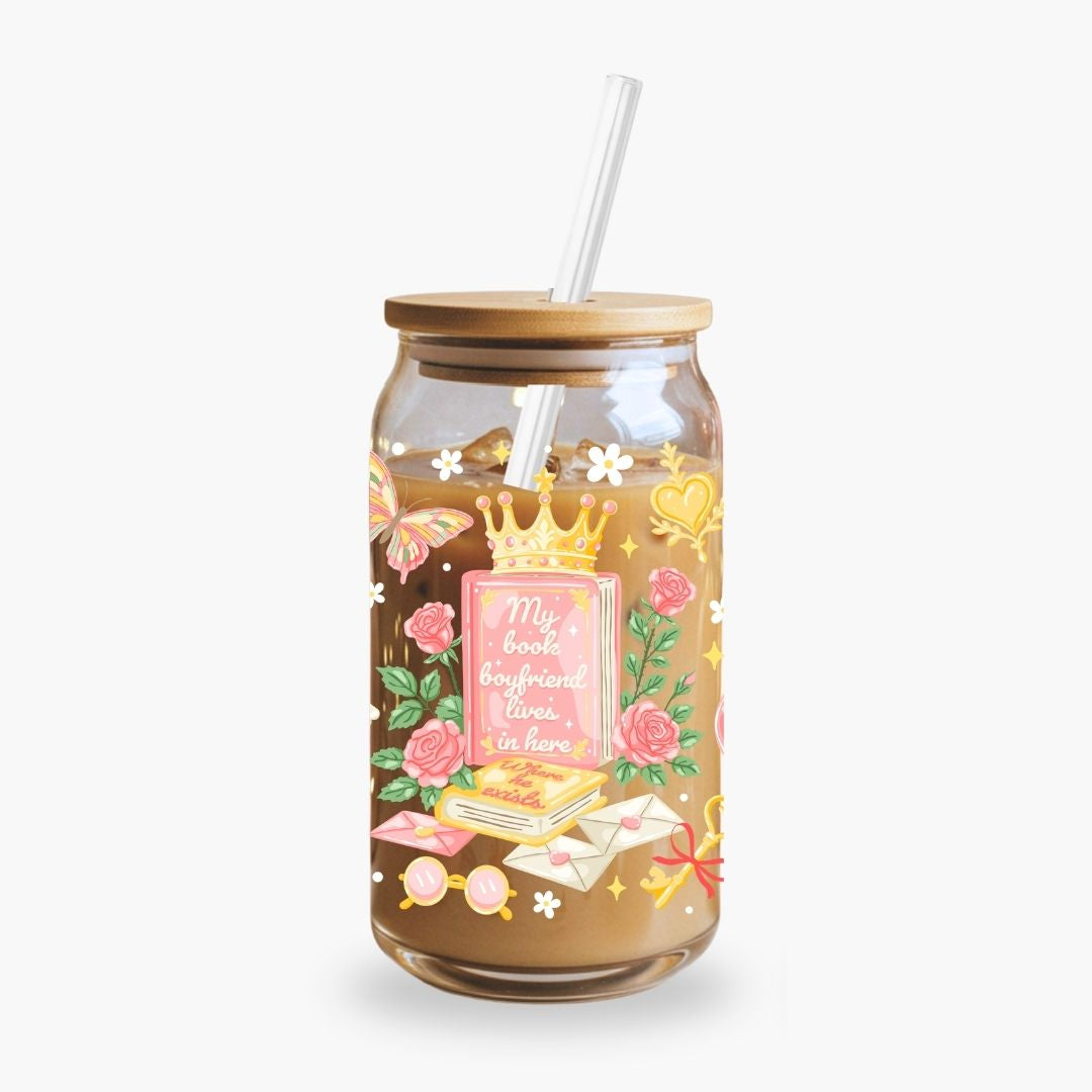 Glass Cup 500 ml - Book Boyfriend - NEW