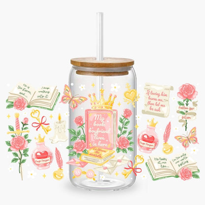 Glass Cup 500 ml - Book Boyfriend - NEW