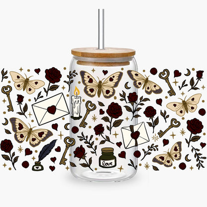 Glass Cup 500 ml - Dark Butterfly