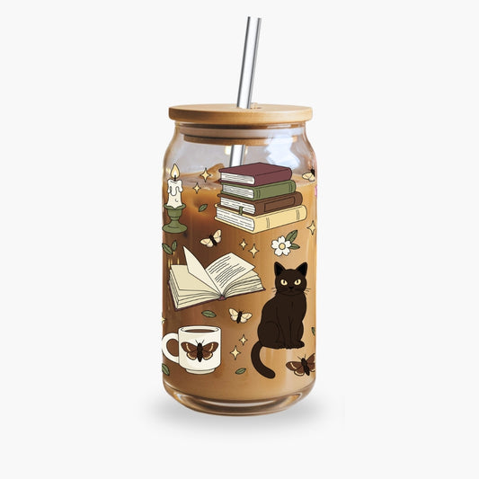 Glass Cup 500 ml - Black Cat