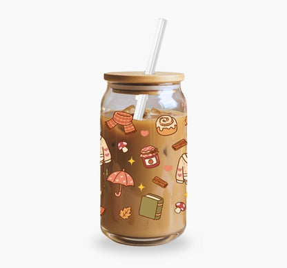 Glass Cup 500 ml - Autumn Reading Mood