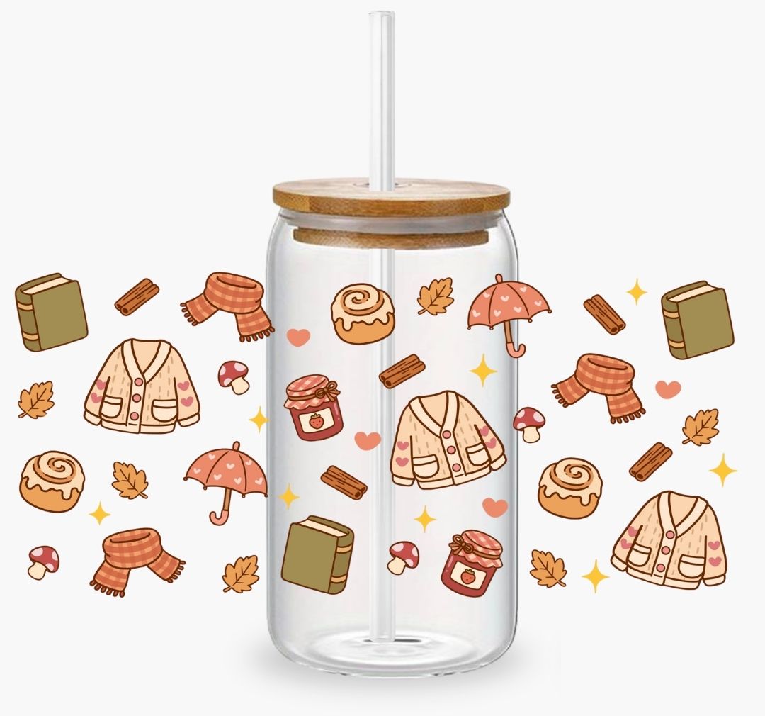 Glass Cup 500 ml - Autumn Reading Mood