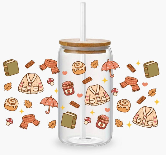 Glass Cup 500 ml - Autumn Reading Mood