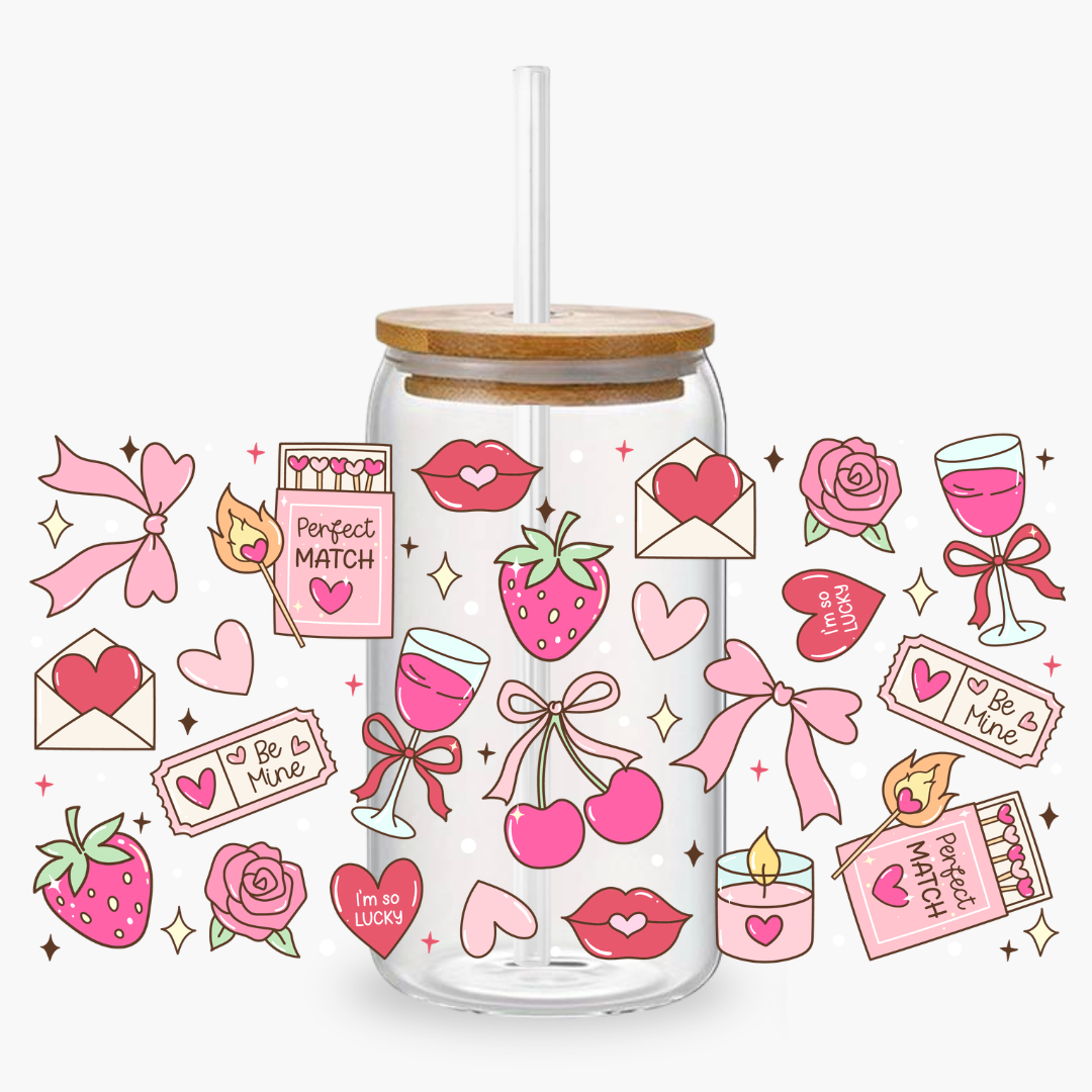 Glass Cup 500 ml - Romantic Vibes