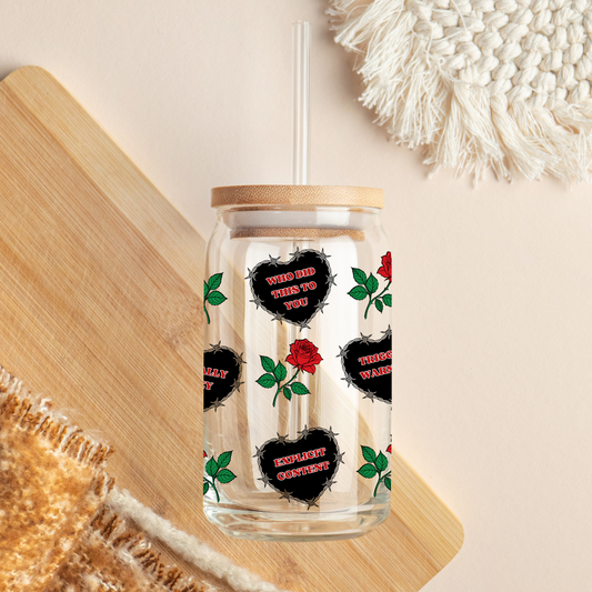 Glass Cup 500 ml - Dark Romance Black Heart