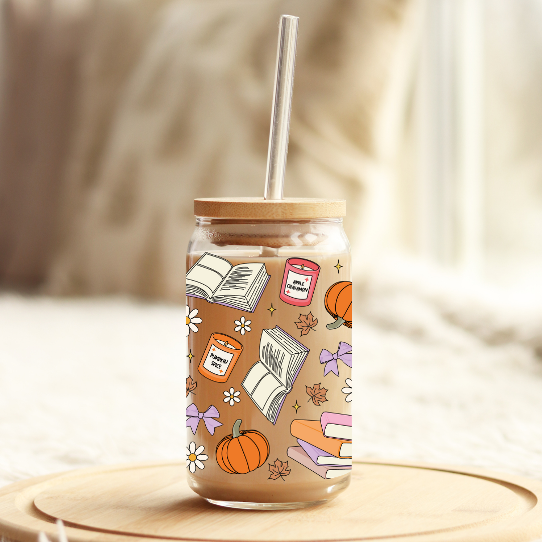 Glass Cup 500 ml - Fall Bookish