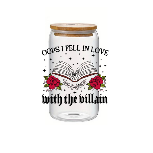 Glass Cup 500 ml - I Feel in Love With The Villain