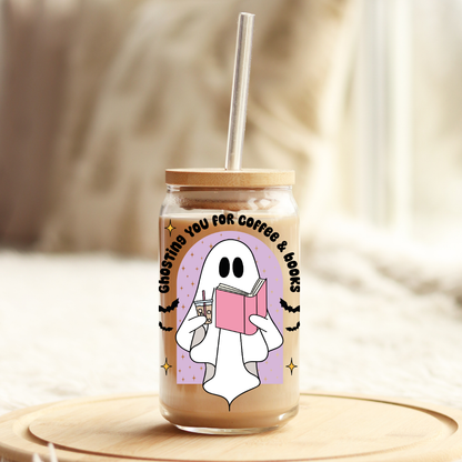 Glass Cup 500 ml - Ghosting you for Coffee & Books
