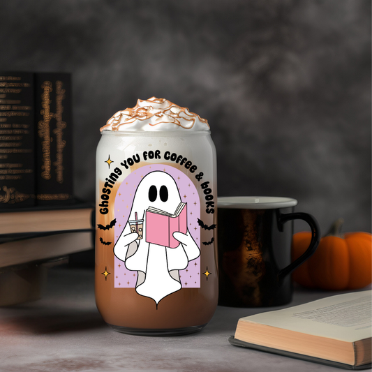 Glass Cup 500 ml - Ghosting you for Coffee &amp; Books