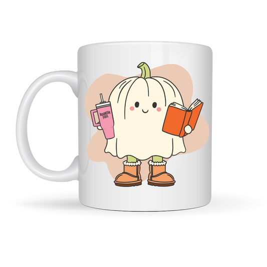 Ceramic mug 300 ml - Pumpkin Ghost Reader